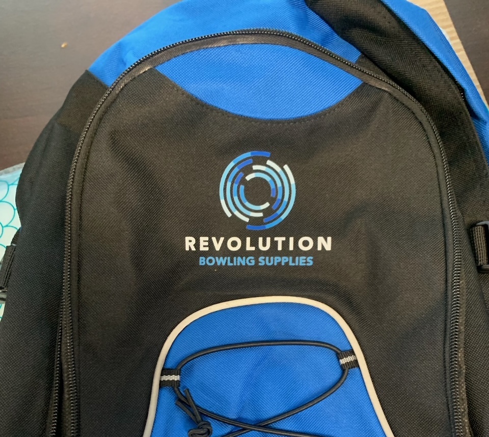 bowling graphic on backpack